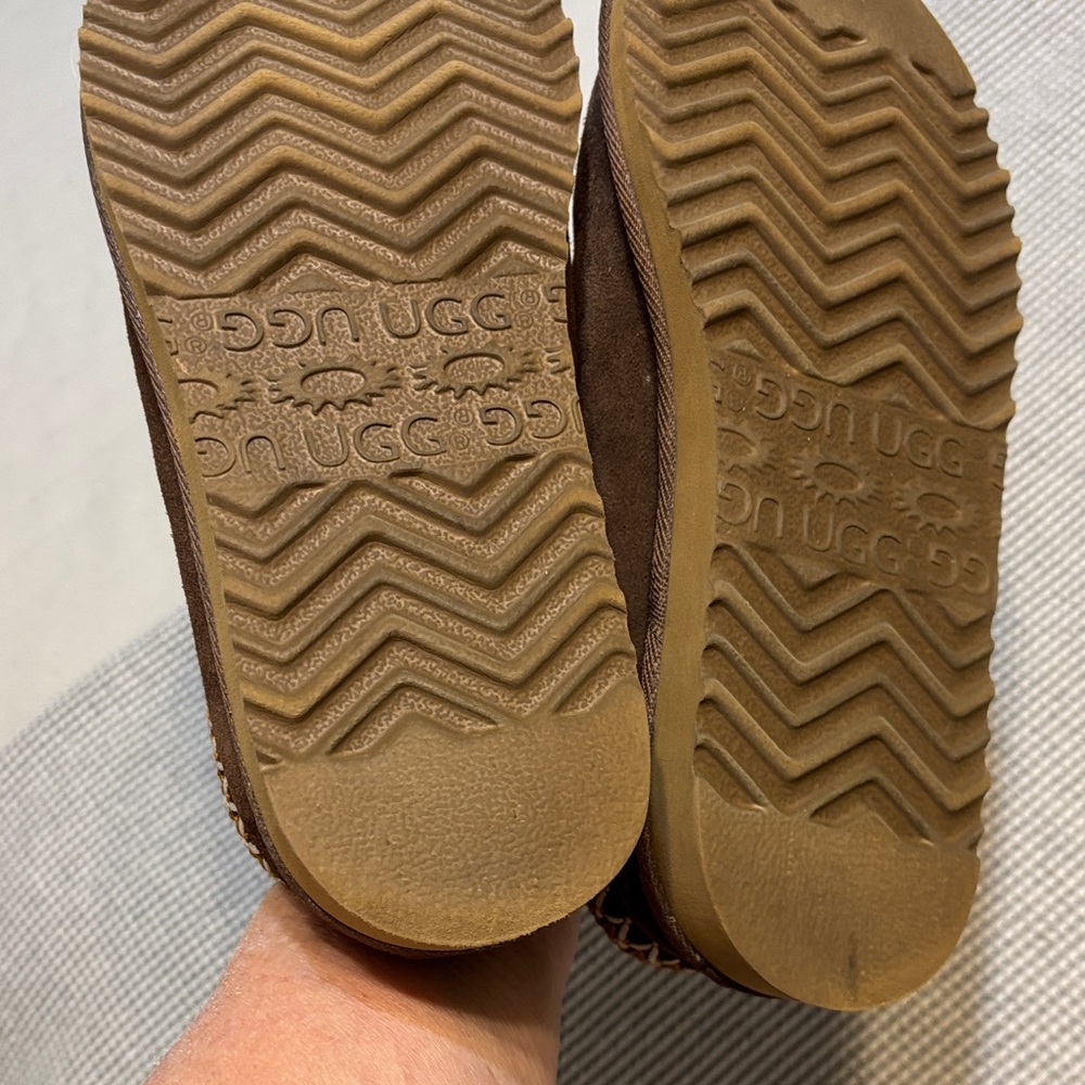 Ugg womens Brown Suede Slip-On Cozy Clog with Patterned Trim - Picture 10 of 11